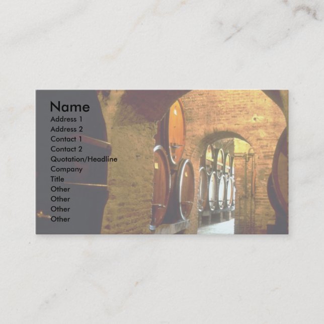 Wine cellar in Montepulciano, Tuscany, Italy Business Card (Front)