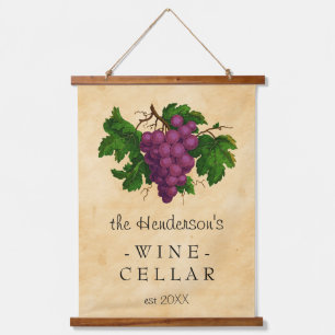 Wine Cellar Vintage Grapes Vineyard   Personalized Hanging Tapestry