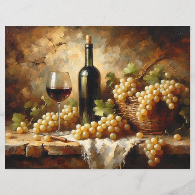 Wine Cellar Wine Grapes Still Life Scrapbook Paper (Front)