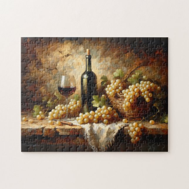 Wine Cellar Winery Grapes Still Life Jigsaw Puzzle (Horizontal)