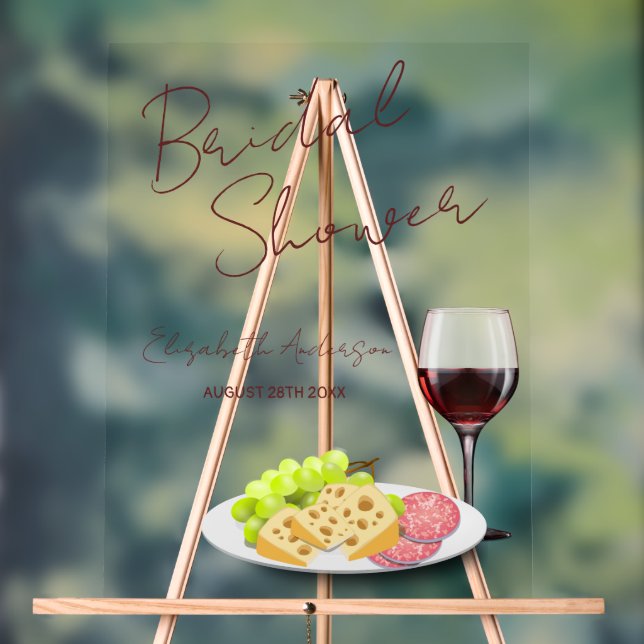 Wine & Charcuterie Bridal Shower Acrylic Sign (Neutral)