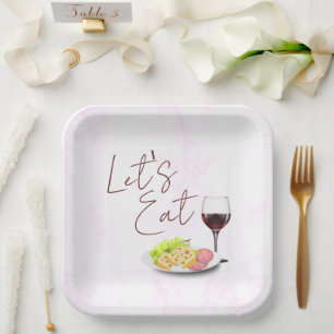 Wine & Charcuterie Engagement Party Paper Plate