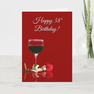 Wine Cheers Happy 58th Birthday Funny Card