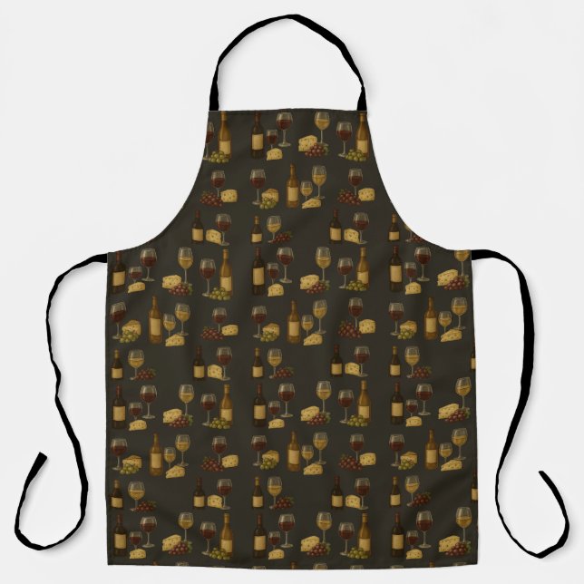 Wine, Cheese, and Grapes by Natasha Us   Apron (Front)