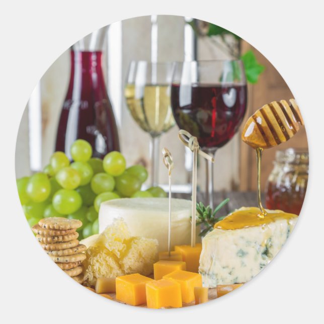 Wine & Cheese Appetizers Round Stickers (Front)