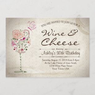 Wine & Cheese Birthday Invitation