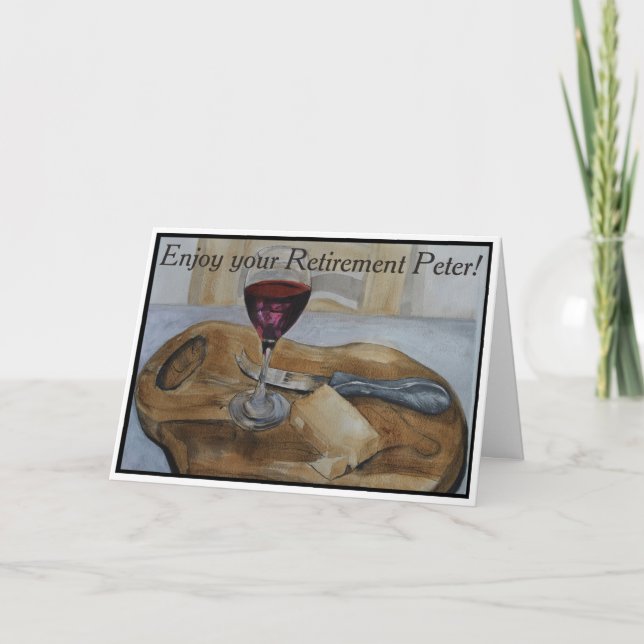 Wine & Cheese Board Retirement Card, Fine Art Card (Front)
