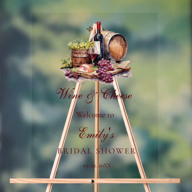 Wine & Cheese Bridal Shower welcome Sign (Neutral)
