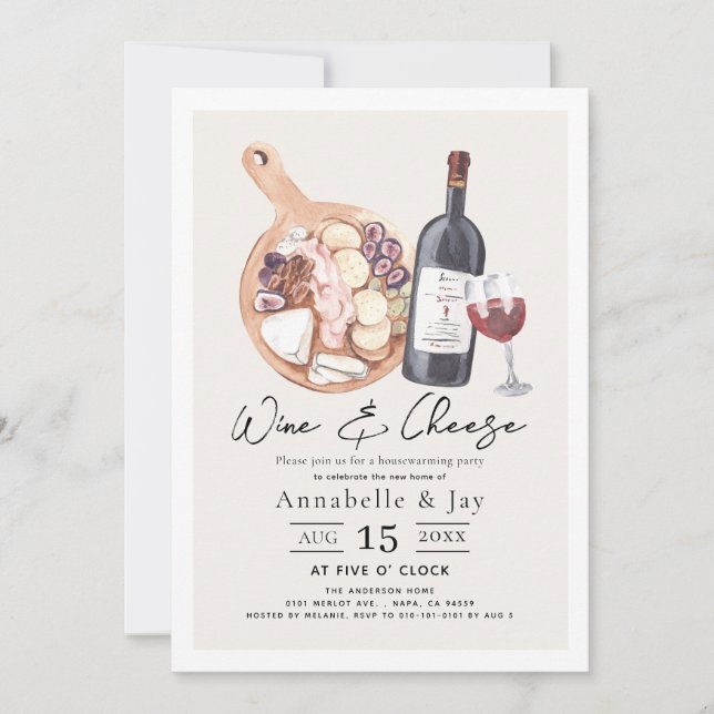 Wine & Cheese Charcuterie Housewarming Party Invitation (Front)