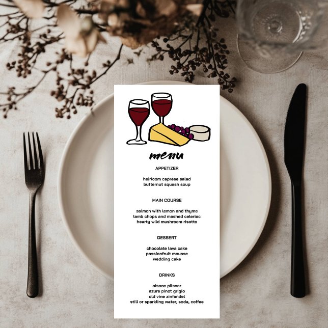 Wine & Cheese Cute Doodle Sketch Modern CUSTOM Menu (Wine & Cheese Cute Doodle Sketch Modern CUSTOM Menu
)