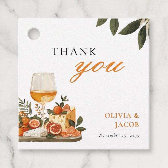 Wine & Cheese Engagement Party Favour Tags (Front)