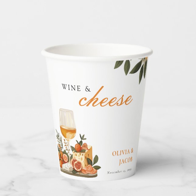 Wine & Cheese Engagement Party Paper Cups (Front)