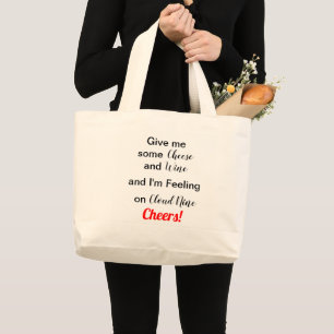 Wine Cheese Humourous Tote Bag