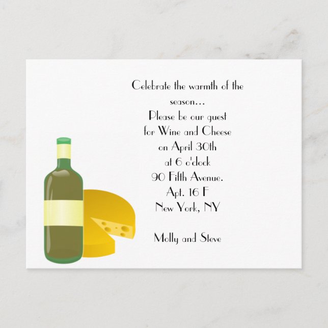 Wine & Cheese Invitation Postcard (Front)