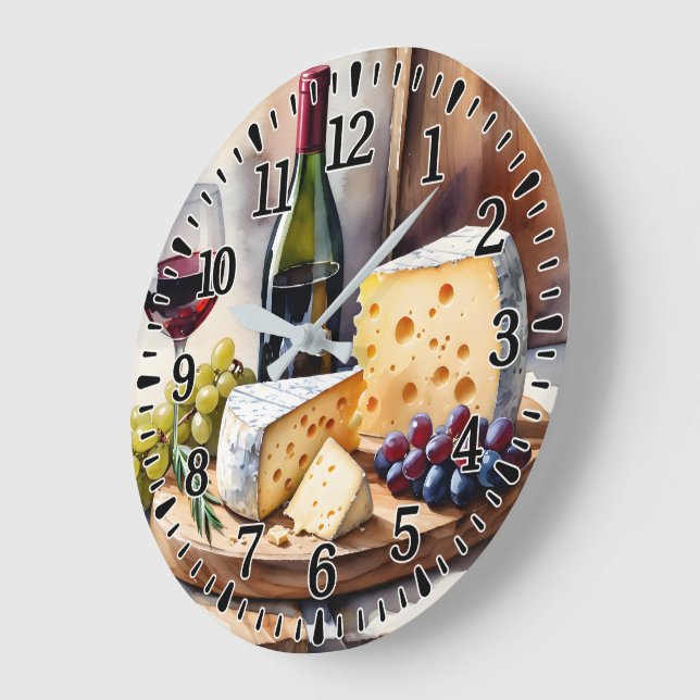 Wine & Cheese Large Clock (Angle)