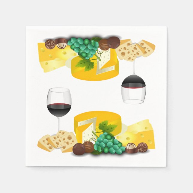 Wine cheese party dining cocktail event napkin (Front)