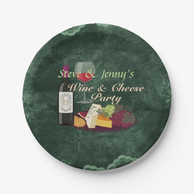 Wine & Cheese Party Paper Plate (Front)