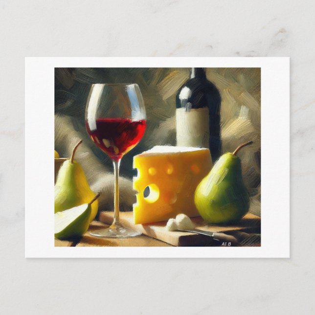 Wine Cheese Pears,  Postcard (Front)