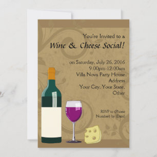 Wine & Cheese Social Party Flat Invitations