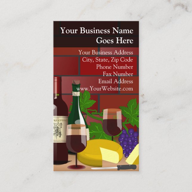 Wine Cheese Table Scene Food Restaurant Italian Business Card (Front)