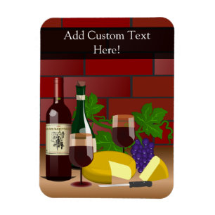 Wine Cheese Table Scene Magnet