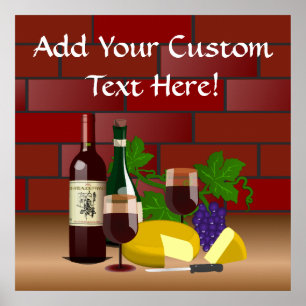 Wine Cheese Table Scene Poster