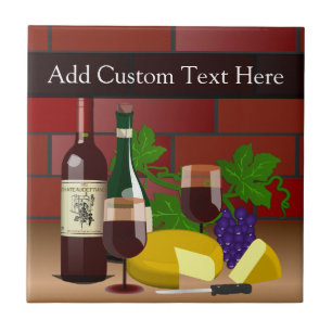 Wine Cheese Table Scene Tile