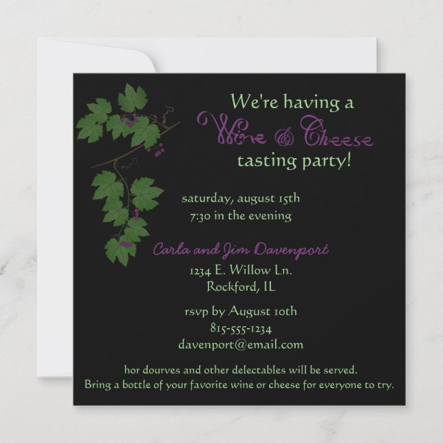 Wine & Cheese Tasting Party Invitation (Front)