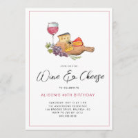 Wine & Cheese watercolor Birthday Party