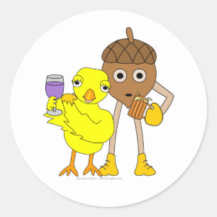 Wine Chick Beer Nut Classic Round Sticker