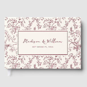 Wine Chinoiserie Pattern Wedding Guest Book