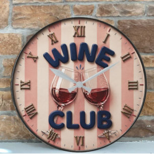 Wine Club Cheers Wine Rustic Winery Bar Large Clock