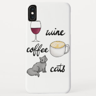 Wine Coffee Cats Funny Cute Cartoon iPhone XS Max Case