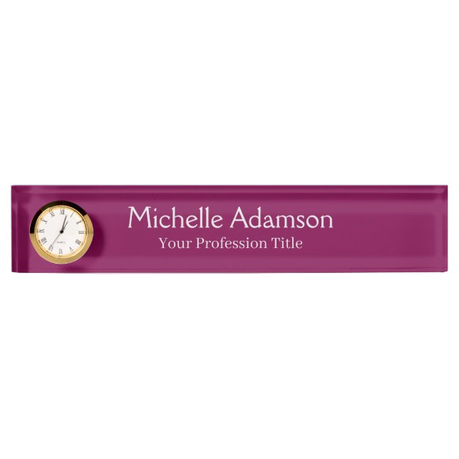 Wine Colour Professional Plain Modern Nameplate (Front)