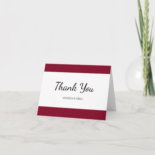 Wine Colour Stripe Thank Card (Front)