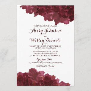 Wine Coloured Floral Wedding Invitation