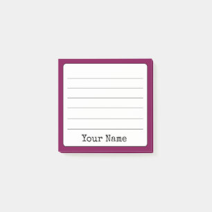 Wine Coloured Retro Add Your Name Lined  Post-it Notes