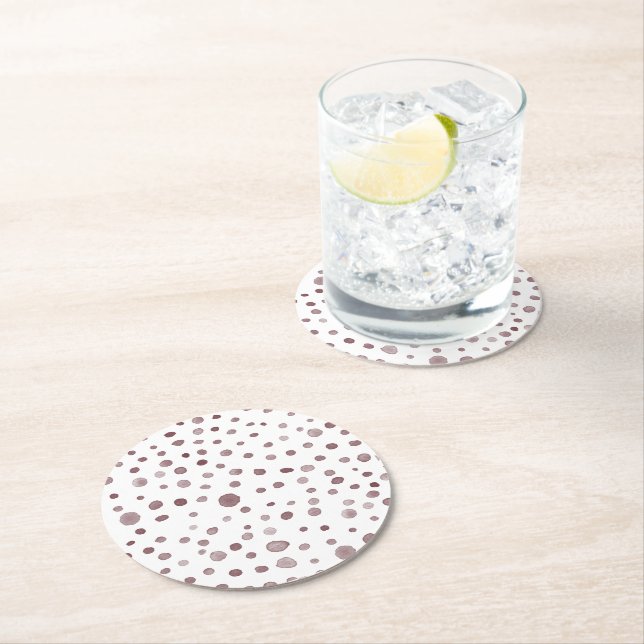 Wine Confetti Watercolor Dots Paper Coaster (Insitu)