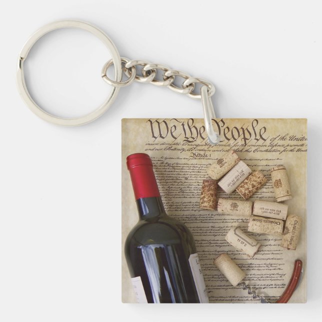 Wine & Constitution Double-Sided Keychain! Key Ring (Front)
