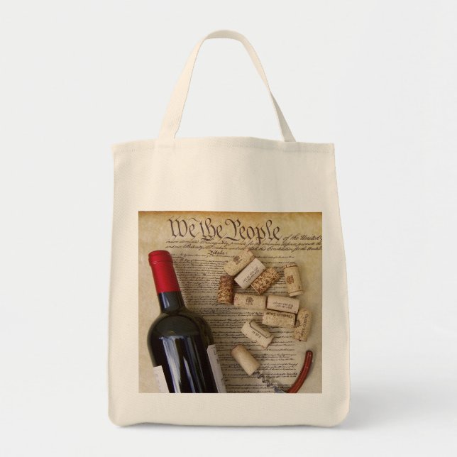 Wine & Constitution Grocery Bag! Tote Bag (Front)