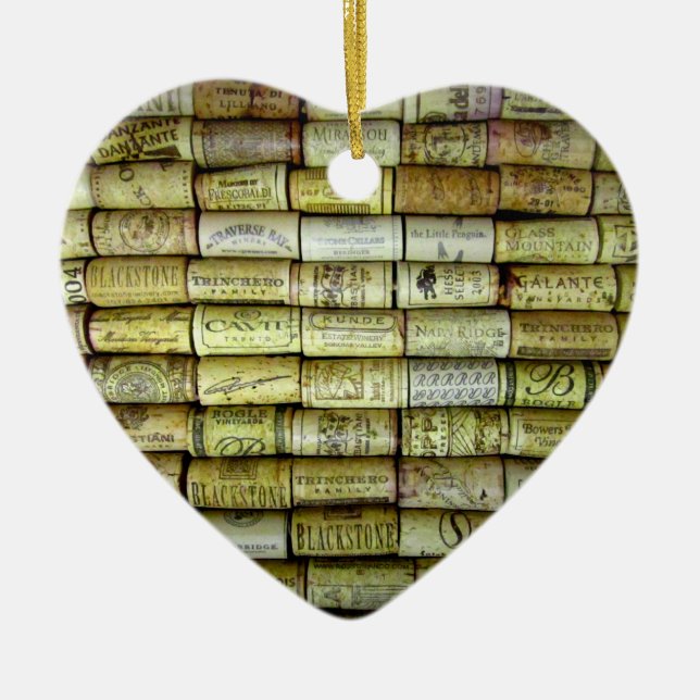Wine Cork Collage Ceramic Tree Decoration (Front)