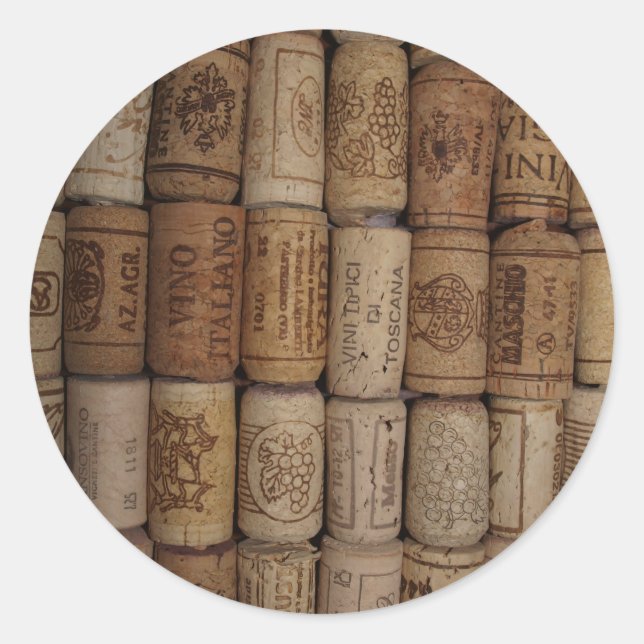 Wine Cork Collection Classic Round Sticker (Front)