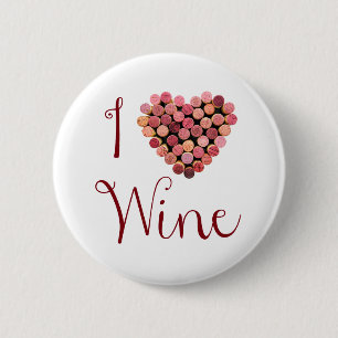 Wine Cork Heart Button