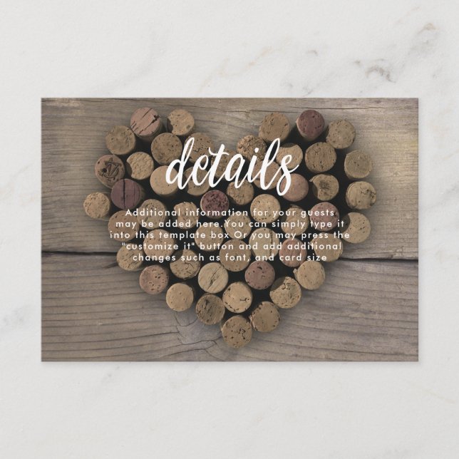 Wine Cork Heart Details Card (Front)