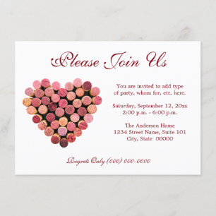 Wine Cork Heart Invitations