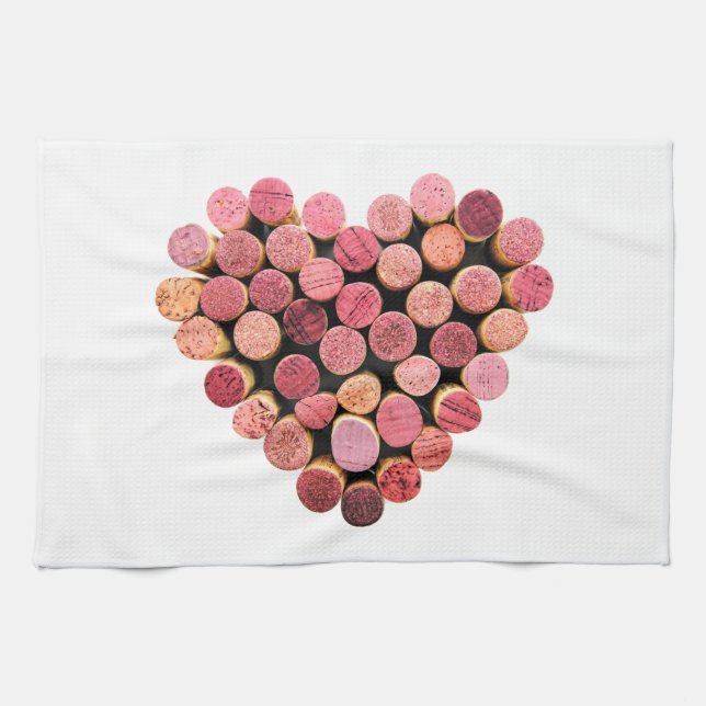 Wine Cork Heart Kitchen Towel (Horizontal)
