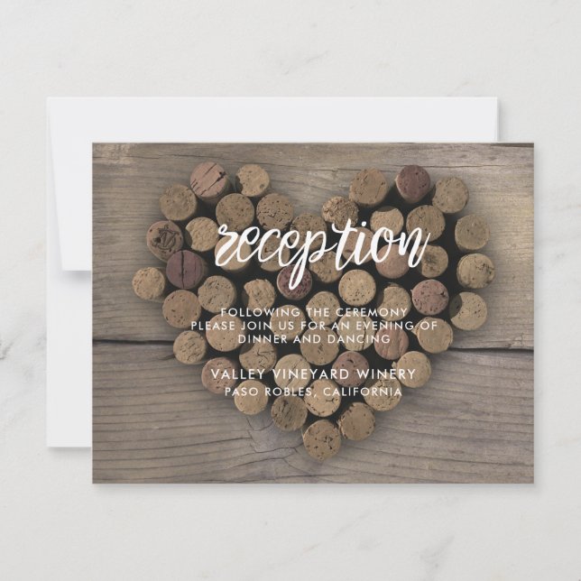 Wine Cork Heart Reception Card (Front)