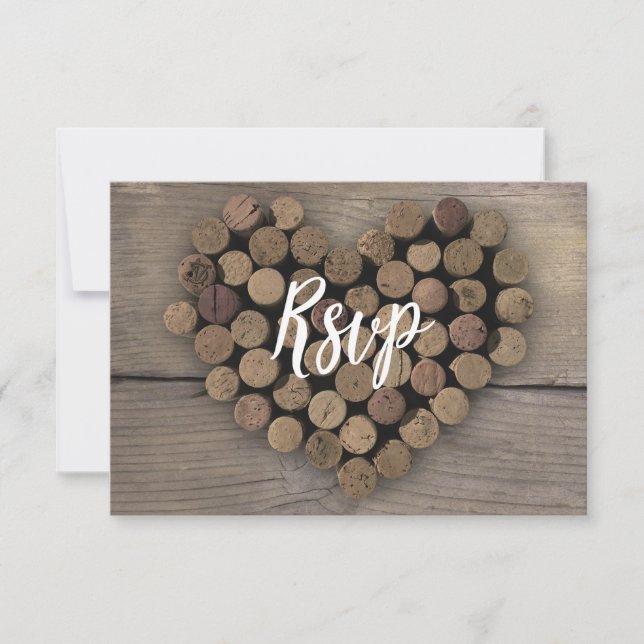 Wine Cork Heart RSVP Card (Front)