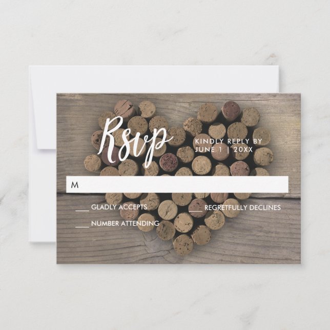 Wine Cork Heart RSVP card (Front)