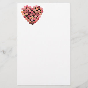 Wine Cork Heart Stationery